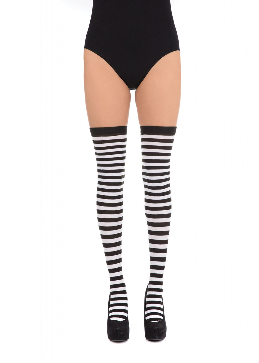 Womens Striped Stockings Black White Costume Accessories Female Halloween_1