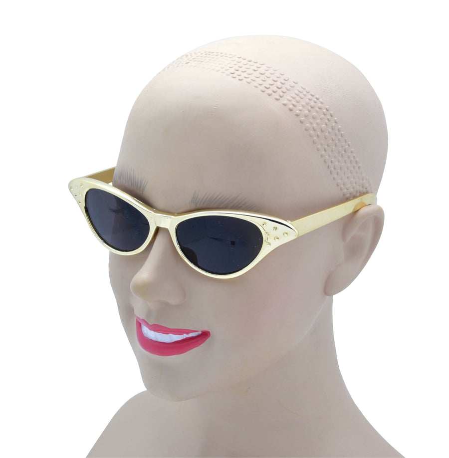 Womens Sunglasses 50s Gold Metallic Costume Accessories Female Halloween_1