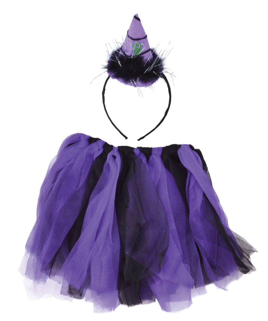 Womens Witch Tutu Purple Black + Headband Instant Disguises Female Halloween Costume_1