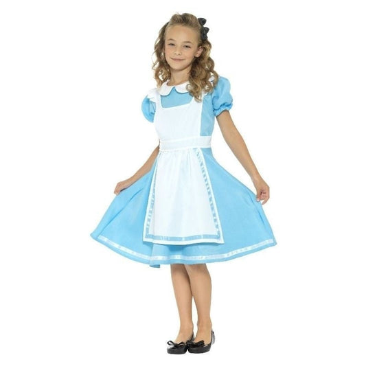 Wonderland Princess Costume Kids Alice Dress Blue Black Headband 2