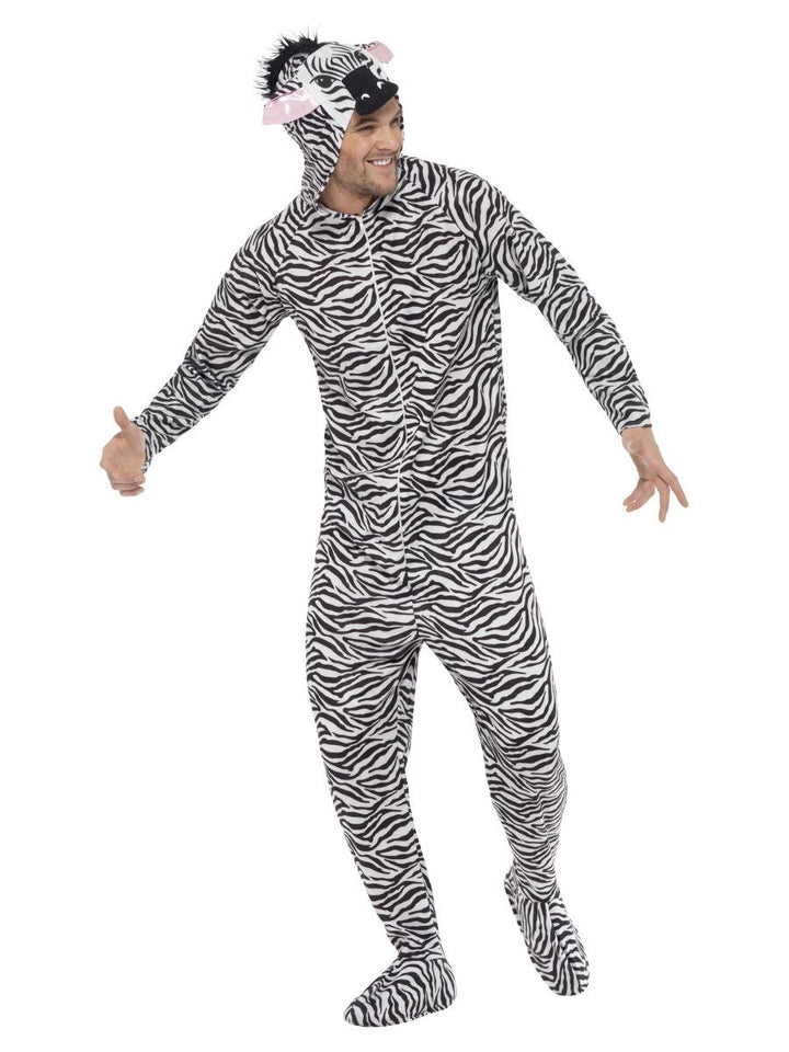 Zebra Costume Adult Black White Jumpsuit_5