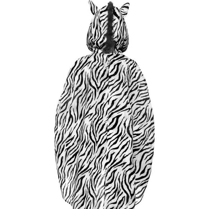 Zebra Party Festival Poncho Adult White Black Drawstring Bag_3