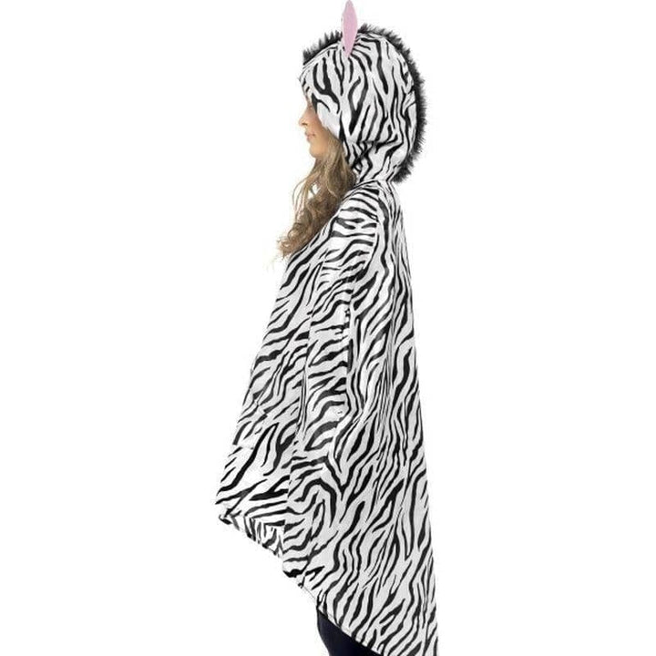 Zebra Party Festival Poncho Adult White Black Drawstring Bag_4