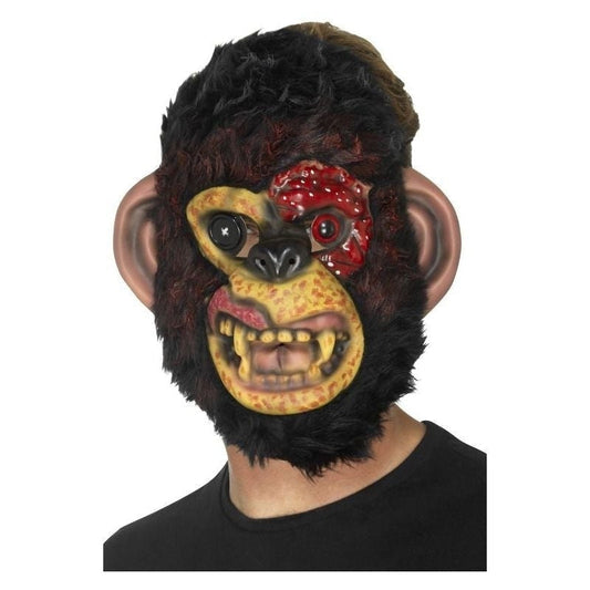 Zombie Chimp Mask Adult Black Fur 2
