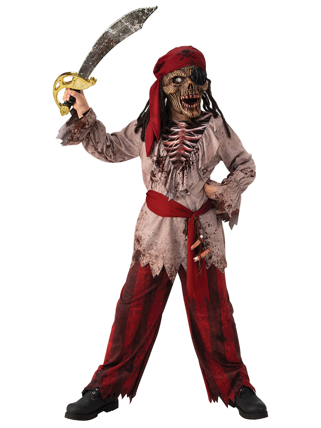 Zombie Pirate Costume Kids Skeleton Deckhand_1