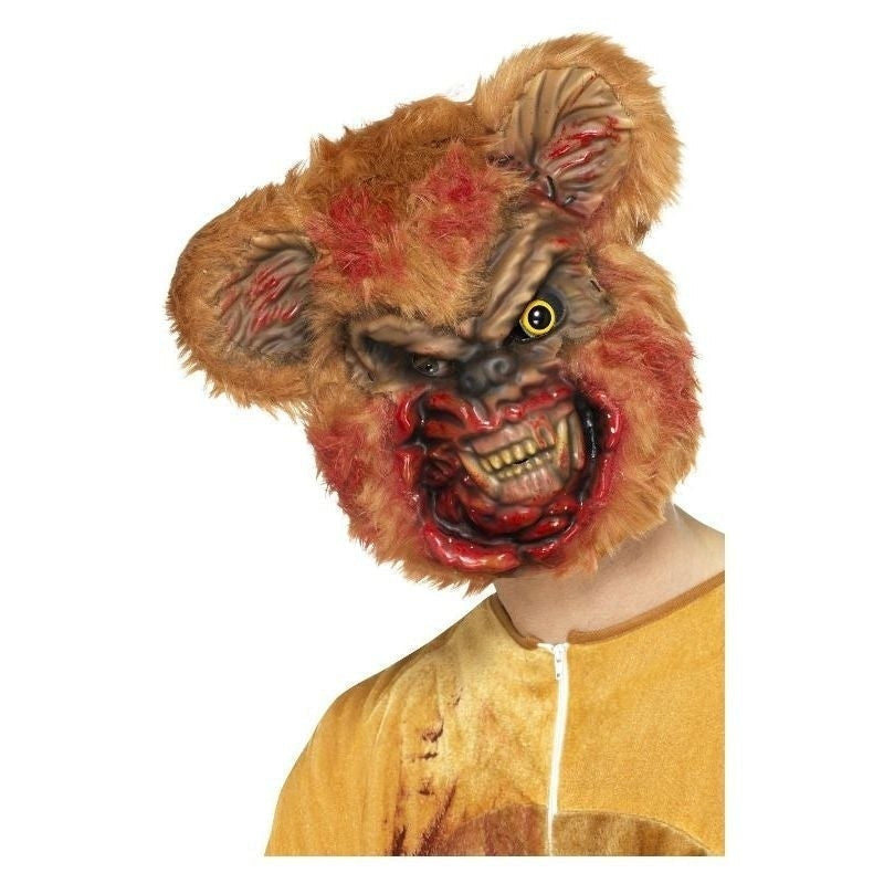 Size Chart Zombie Teddy Bear Mask Adult Brown Bloody