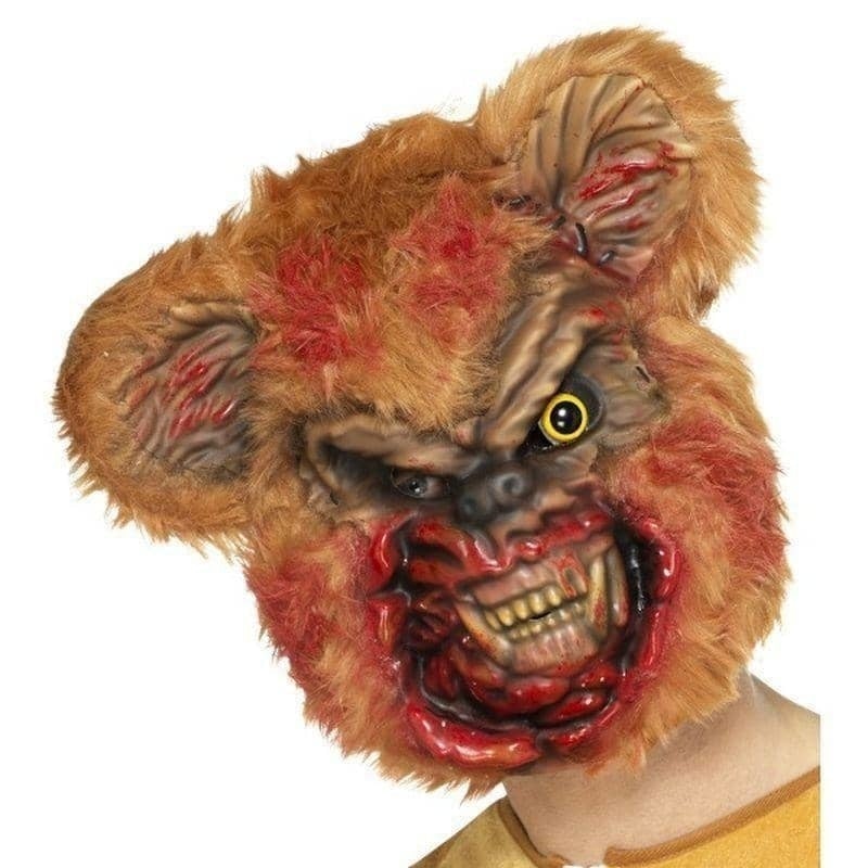 Zombie Teddy Bear Mask Adult Brown Bloody_1