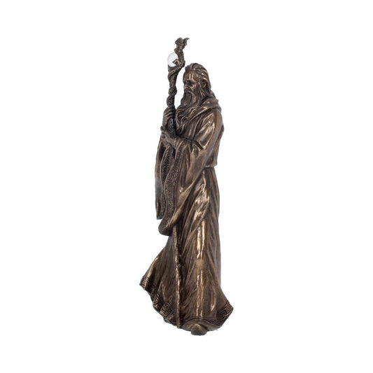 Bronze Wizard Merlin Figurine Arthurian Magic Sorcerer Ornament 28cm 2