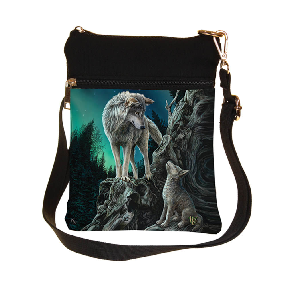 Small Guidance Wolf and Pup Shoulder Bag 23cm 1