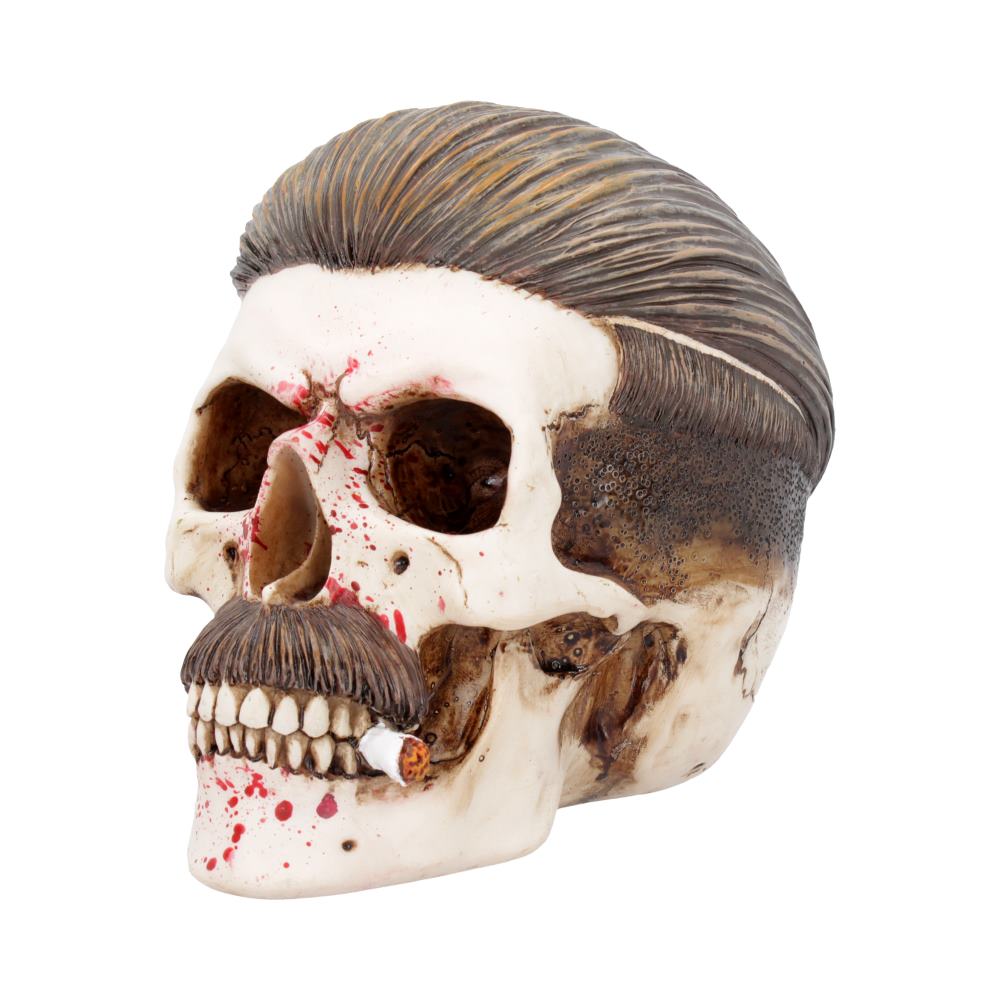 Blood Spattered Criminal Henchman Skull Smoking Figurine