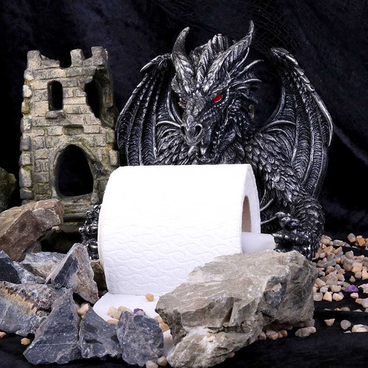 Obsidian Menacing Gothic Dragon Toilet Roll Holder 2