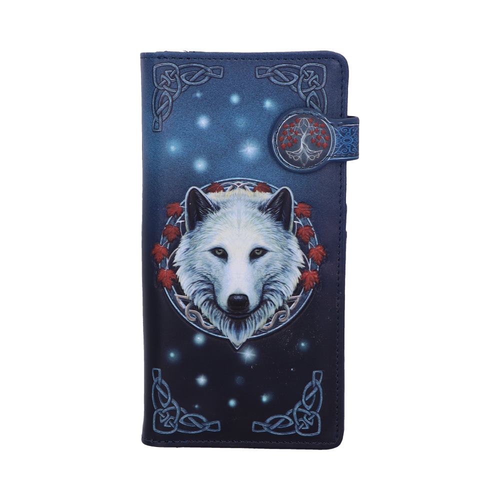 Guardian of the Fall White Autumn Wolf Embossed Purse 18.5cm