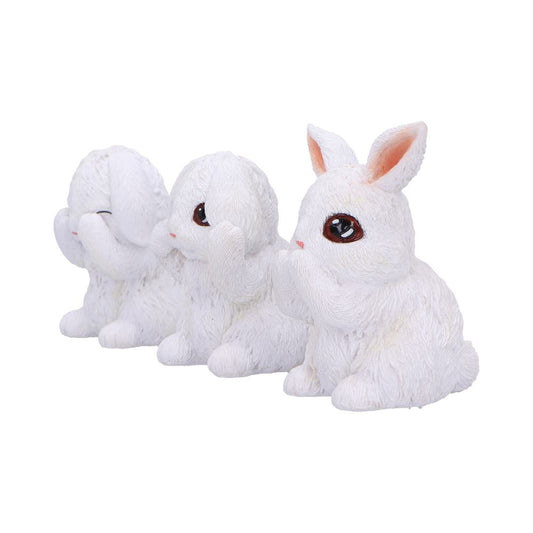 Three Wise White Bunny Figurines Bunnies 9cm 2