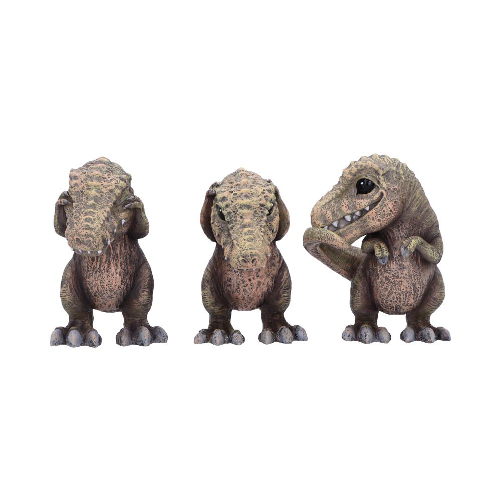Three Wise See No Hear Speak Tyrannosaurus Rex Dinosaur Figurines 9.3cm