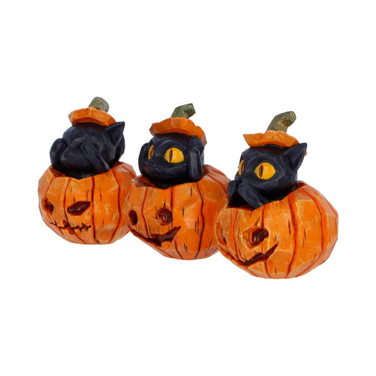 Three Wise Halloween Pumpkin Patch Cats 7.7cm 2