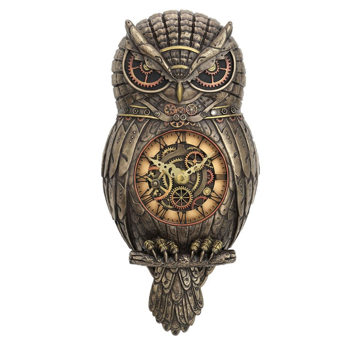 Chronology Wisdom Steampunk Owl Wall Clock 31.5cm