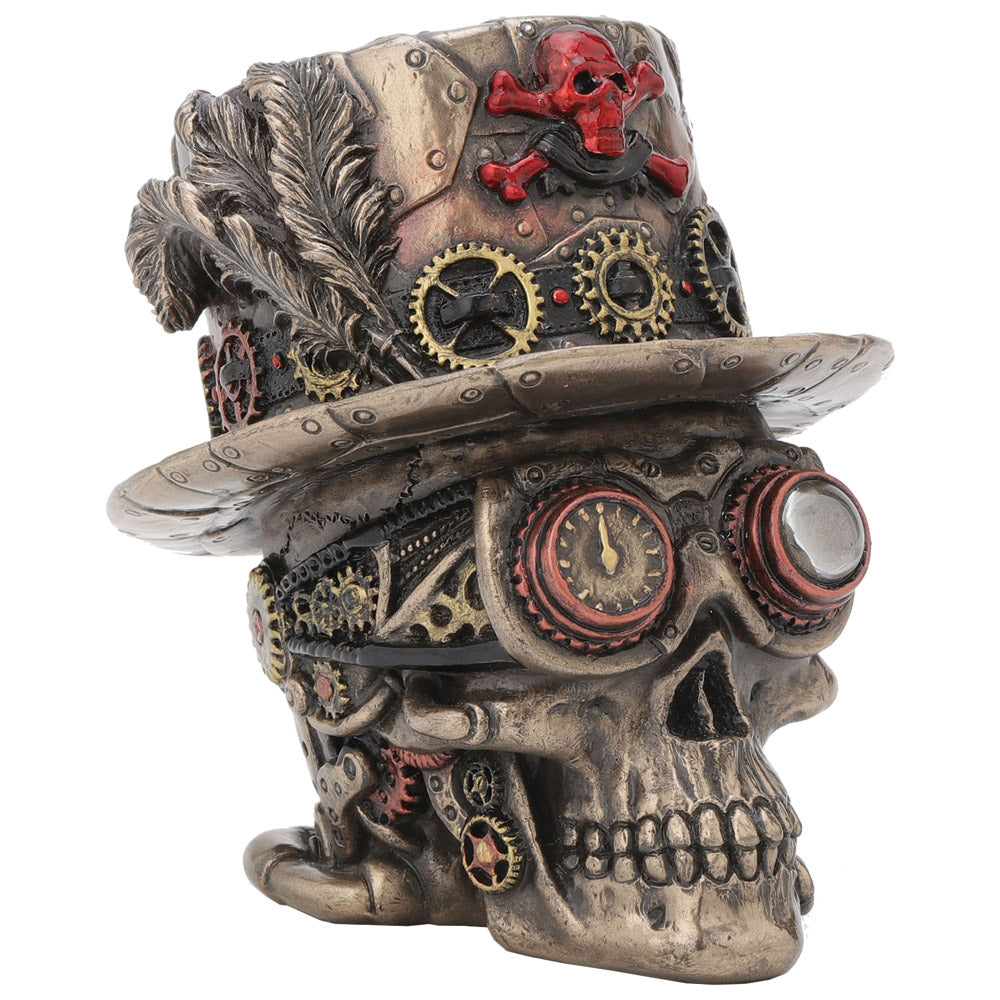 Steampunk Clockwork Baron Skull Figurine Ornament 11cm