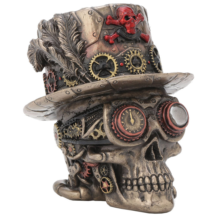 Steampunk Clockwork Baron Skull Figurine Ornament 11cm