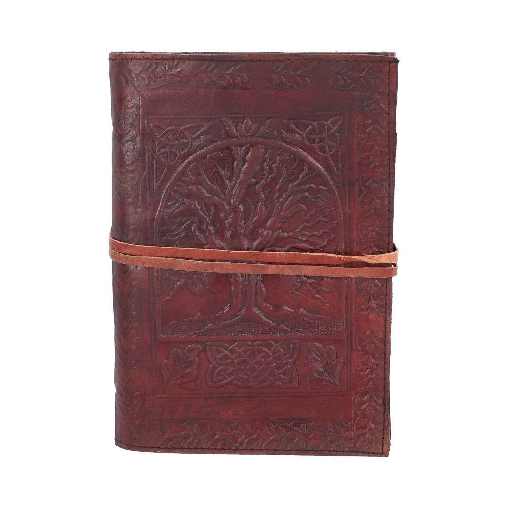 Tree Of Life Bound Red Leather Embossed Journal 18 x 25cm