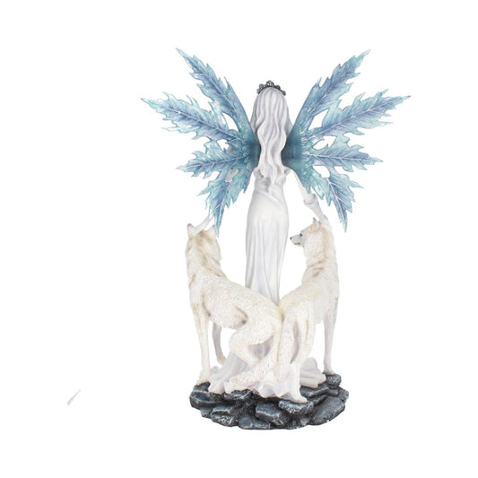 Aura Large Ice Fairy with Two Winter Wolf Companions Figurine 60.5cm 2