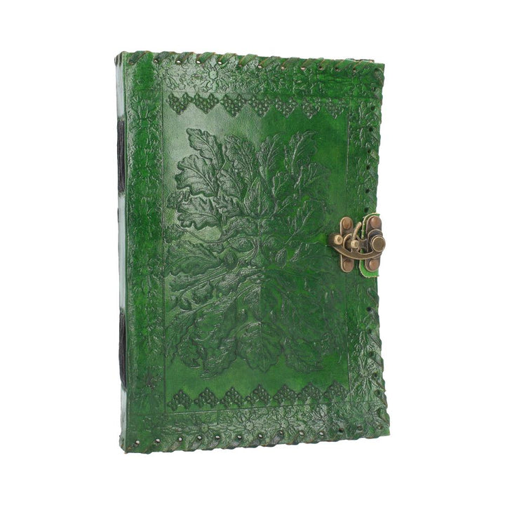 Real Leather Greenman Green Embossed Journal with Lock 25 x 18cm