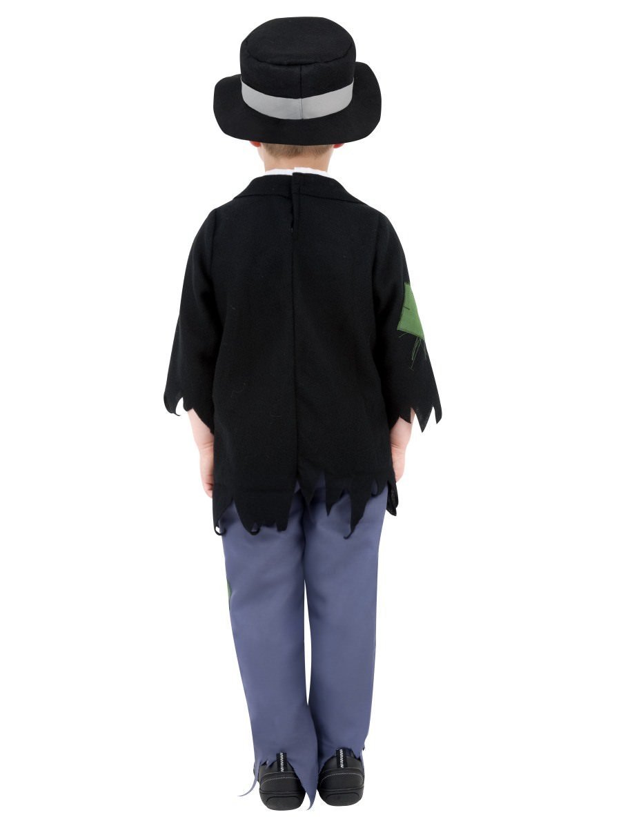 Artful Dodger Victorian Boy Costume Black Green Top Blue Trousers Black Hat