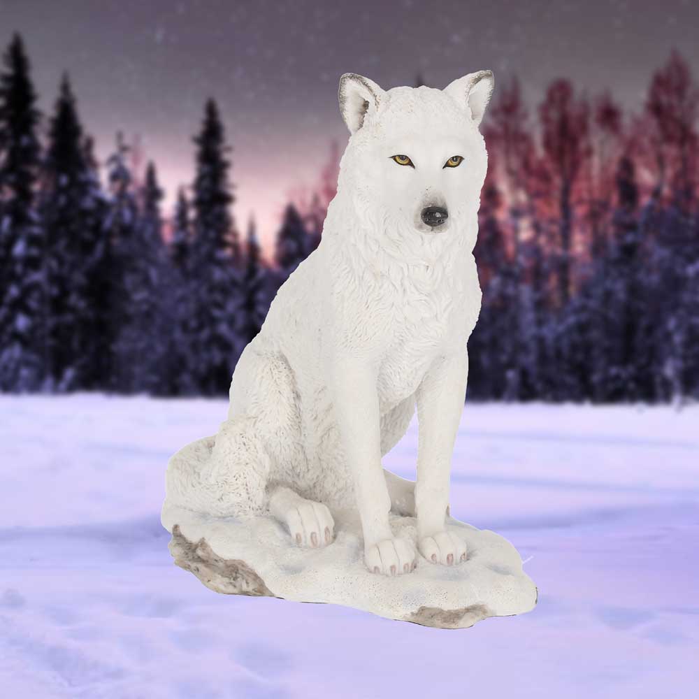 White Ghost Wolf Figurine Ornament 19.5cm 7