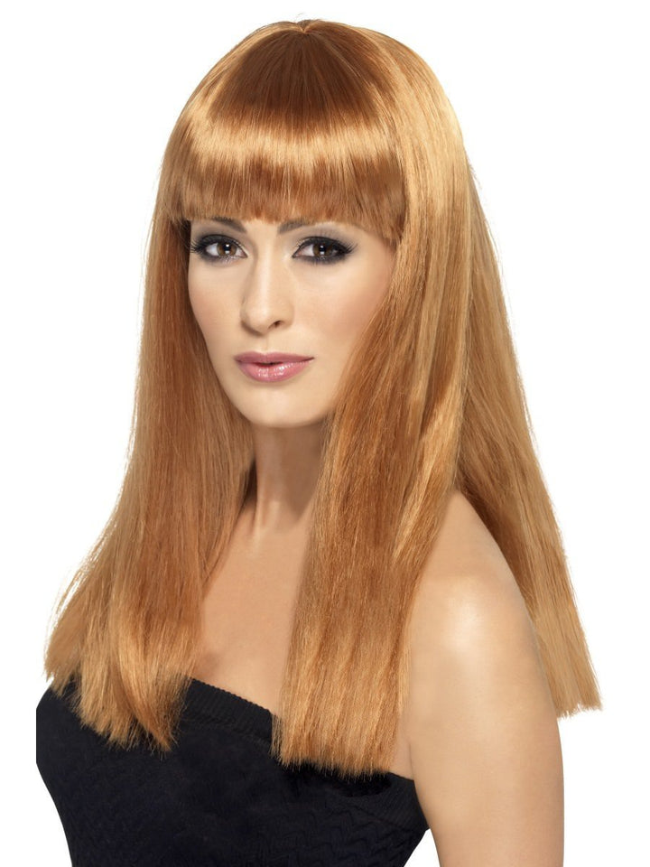 Glamourama Wig Auburn Long Straight with Fringe