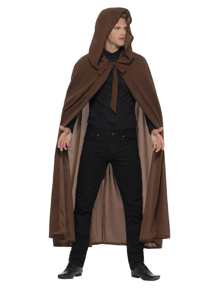 Gravekeeper Hooded Cloak Adult Brown for Halloween