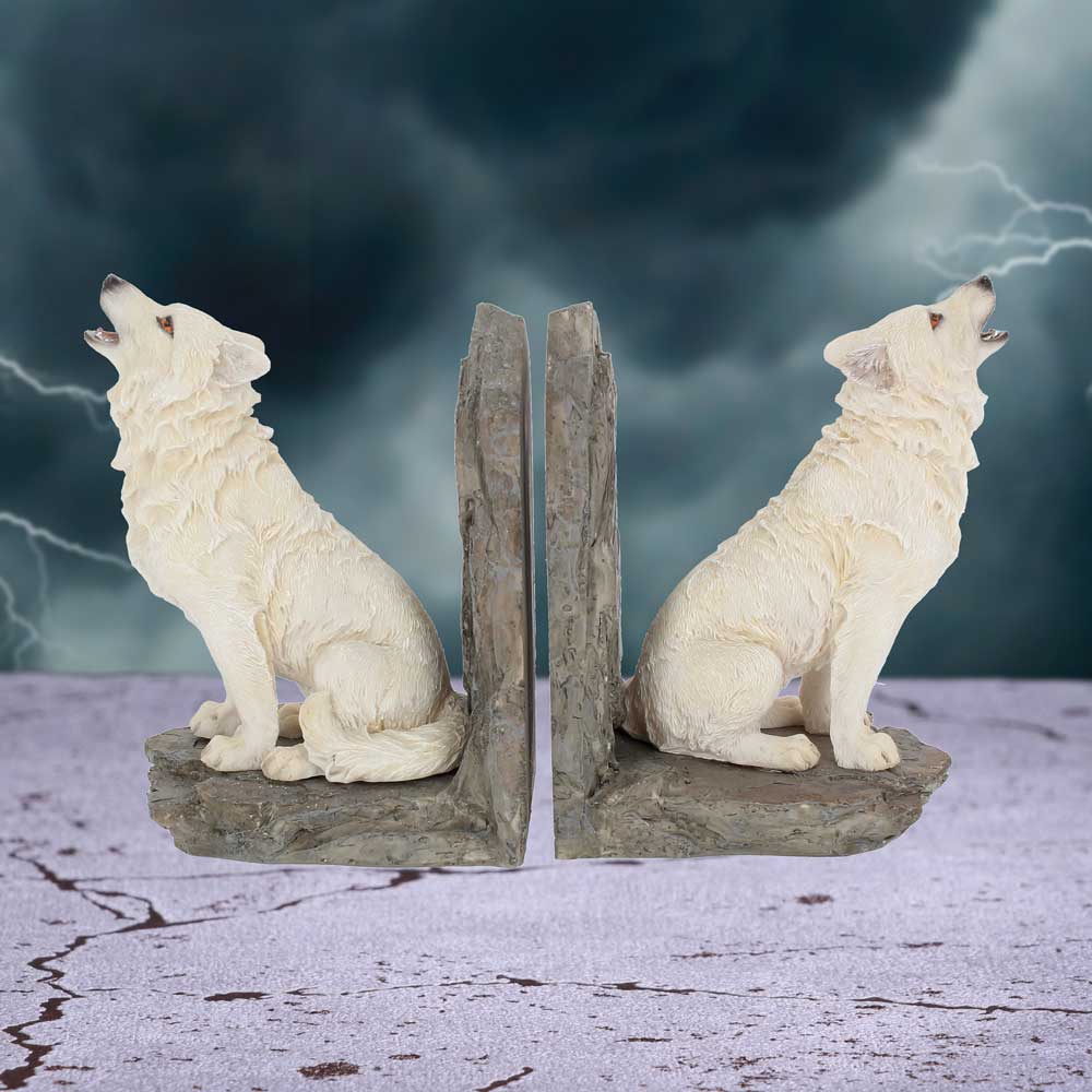 Wardens of the North White Wolf Bookends 20.3cm 7