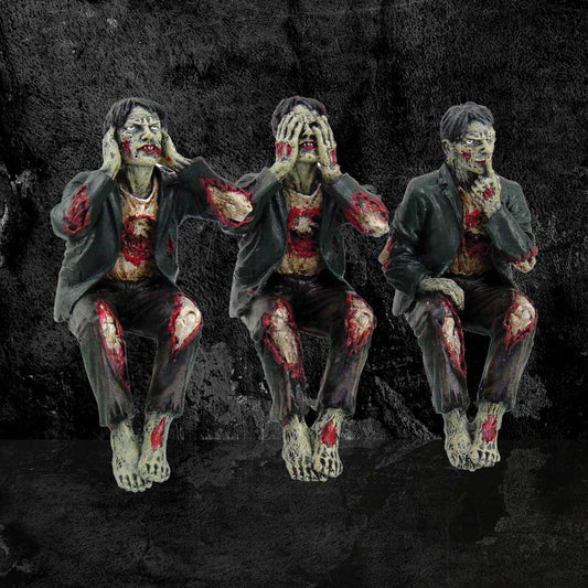 See No Hear Speak Evil Zombies Figurine Ornaments 10cm 2