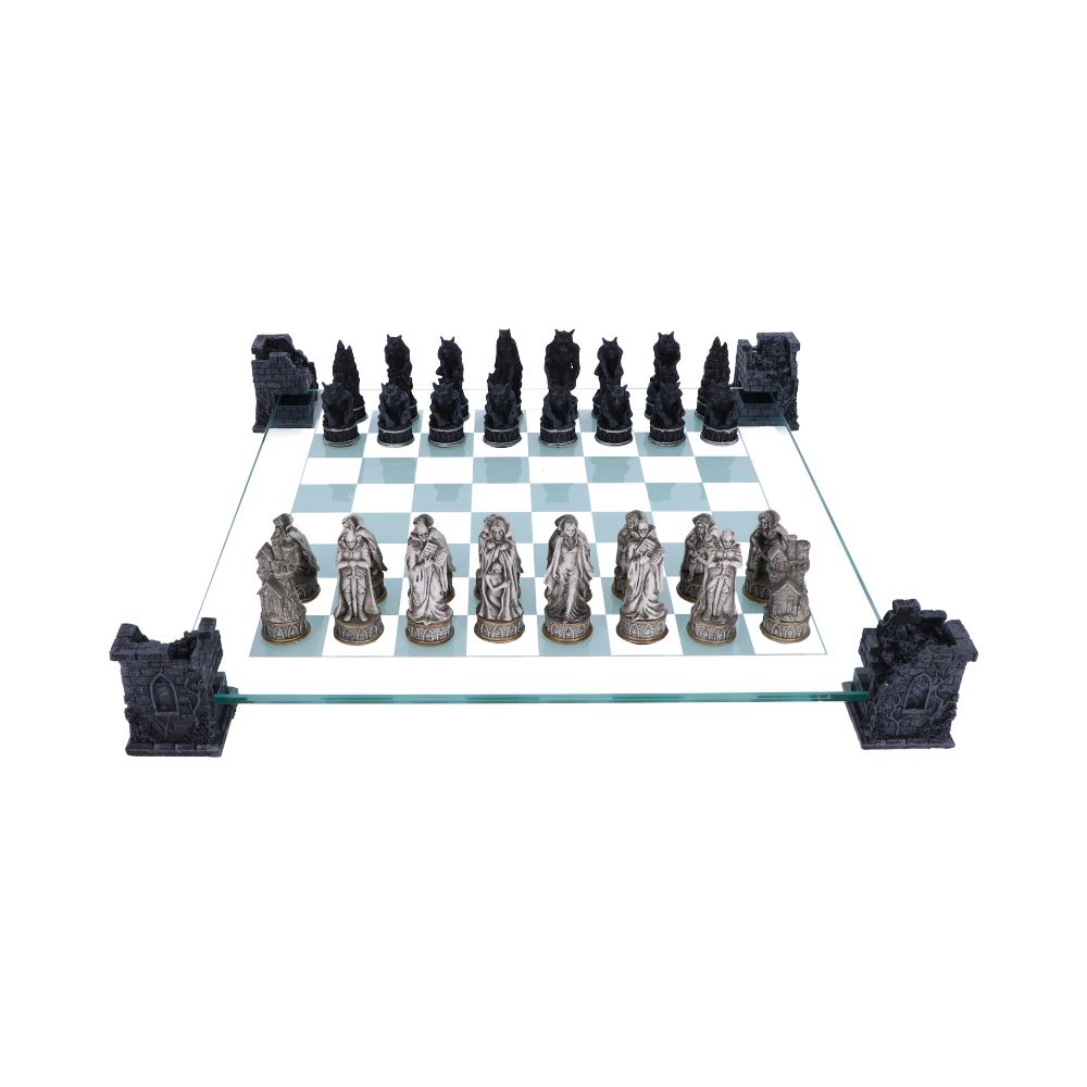 Raised Fantasy Vampire Werewolf Chess Set With Corner Towers 43cm