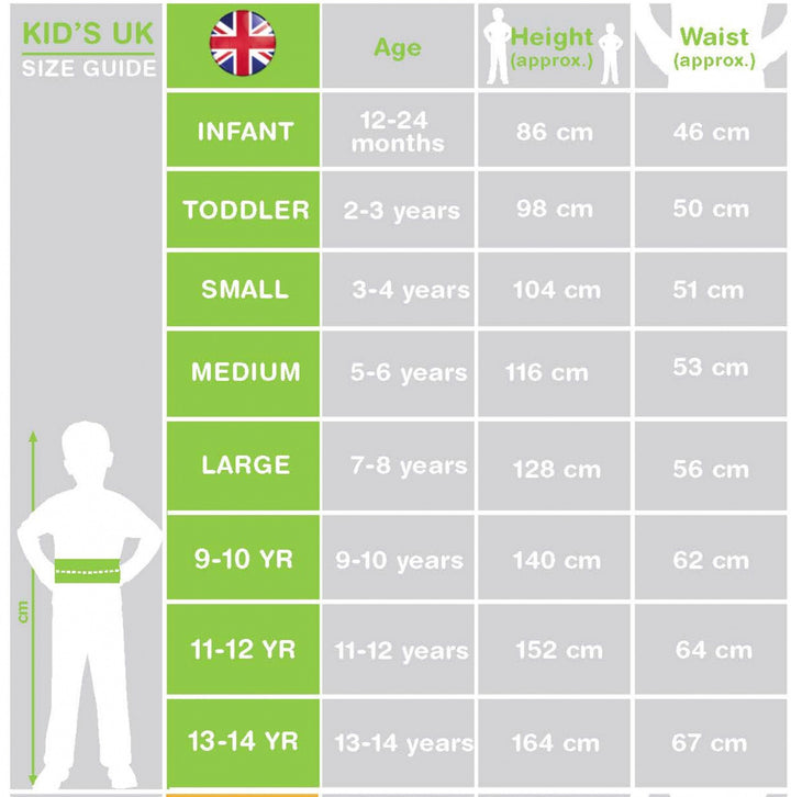 Size Chart Zombie Pirate Costume Kids Skeleton Deckhand