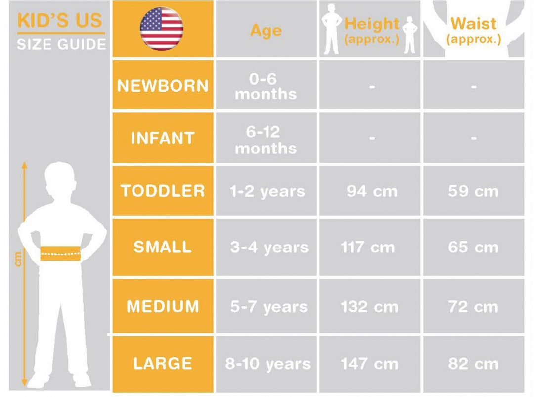 Size Chart Wonder Woman Costume Kids DC Superhero Girls