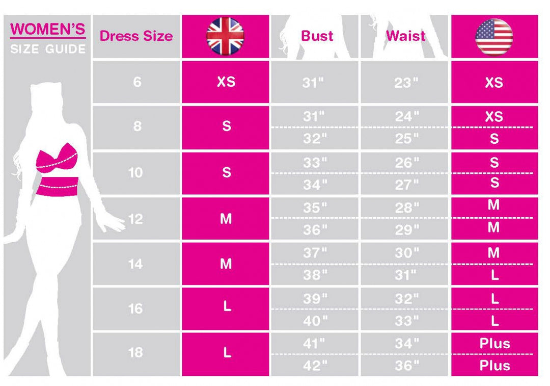 Size Chart Princess Leia Adult Costume and Wig Star Wars New Hope
