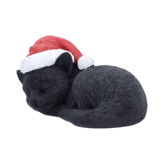 Merry Whiskers Sleeping Black Cat in Santa Hat 9.5cm 2
