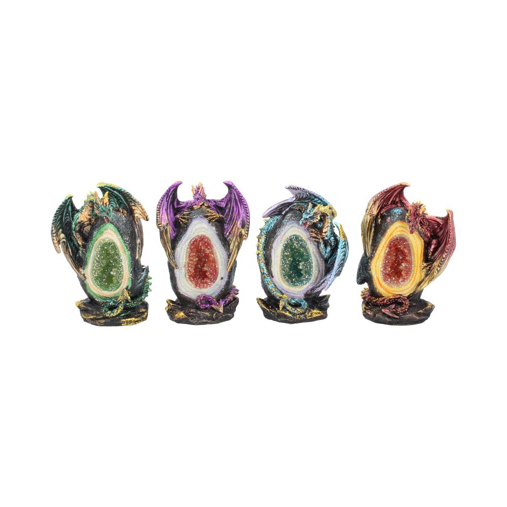 Geode Keepers set of 4 lightup dragon crystal figurines 12cm