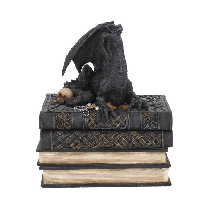 Secrets of the Dragon Box Gothic Skull Books Trinket 19cm