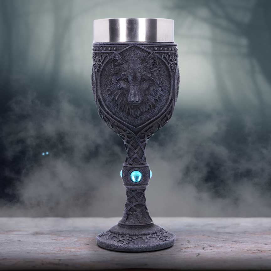 Night Wolf Black Gothic Animal Goblet 19.5cm 7