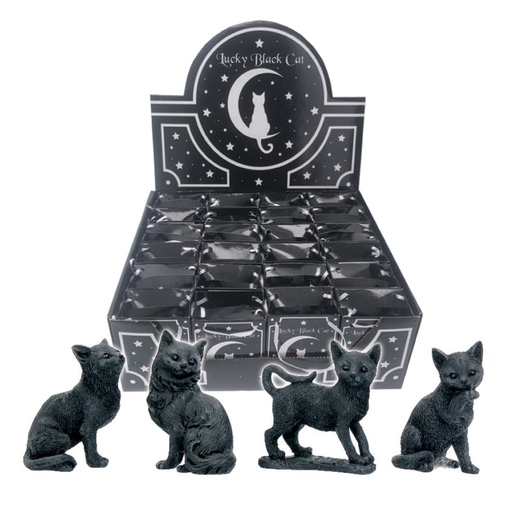 Adorable Lucky Black Cats 9cm Figures Display of 24