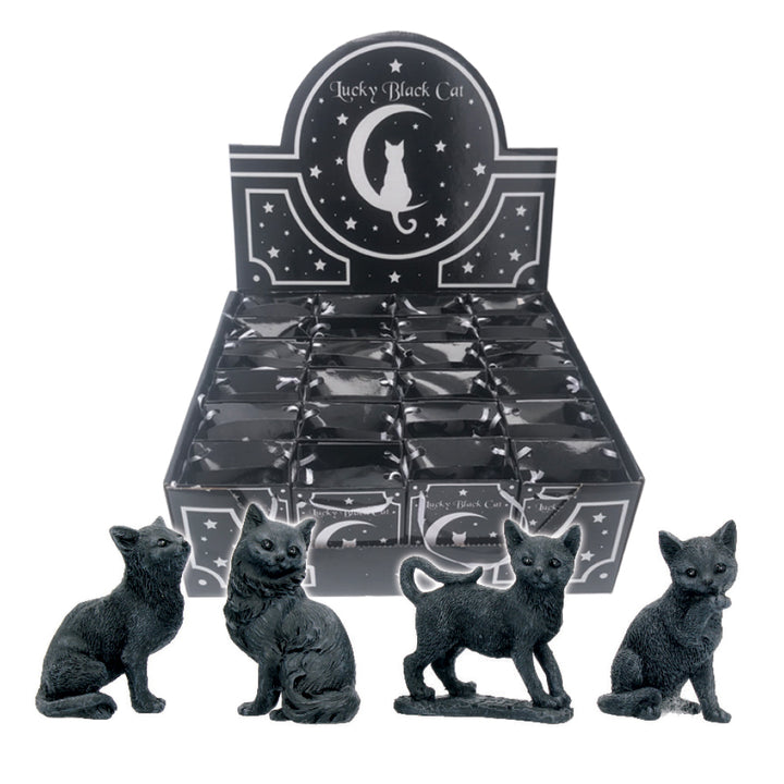 Adorable Lucky Black Cats 9cm Figures Display of 24