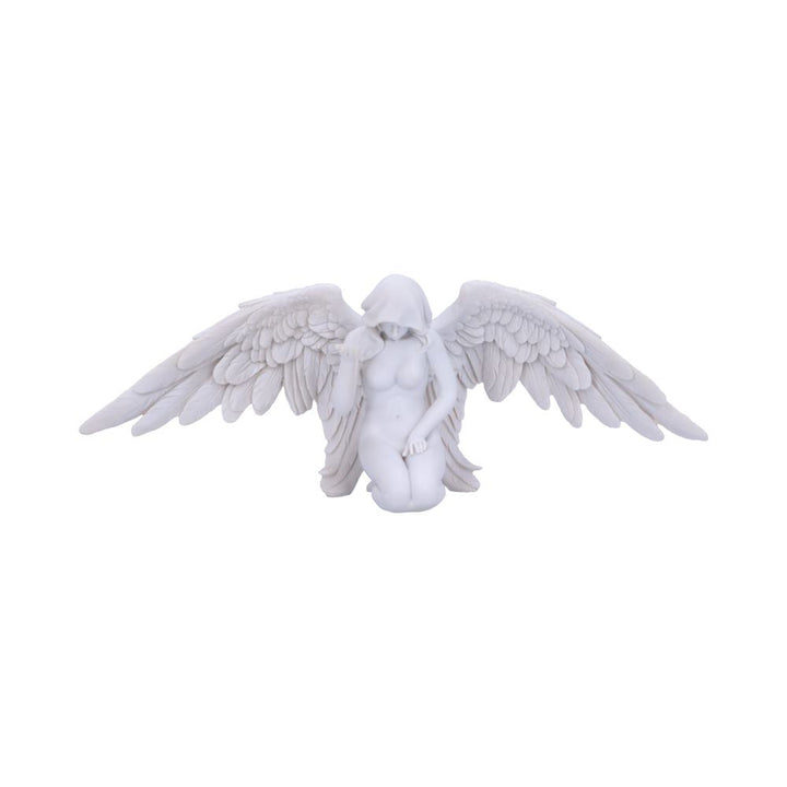 White Angels Offering Kneeling Caped Angel Figurine 38cm