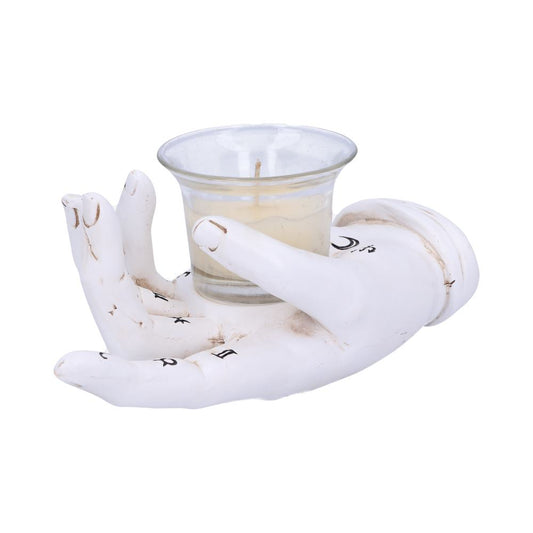 Palmists Prediction White Chiromancy Hand Candle Holder 18.3cm 2