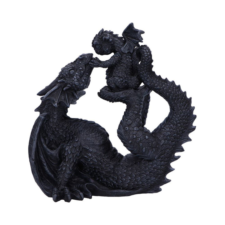Black Drakaina and Dragonling Figurine 22cm