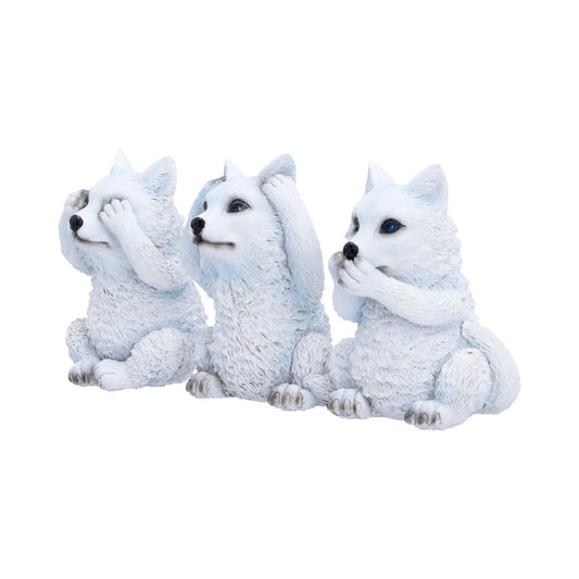 Three Wise Wolf Pups Figurine Set 9cm 2