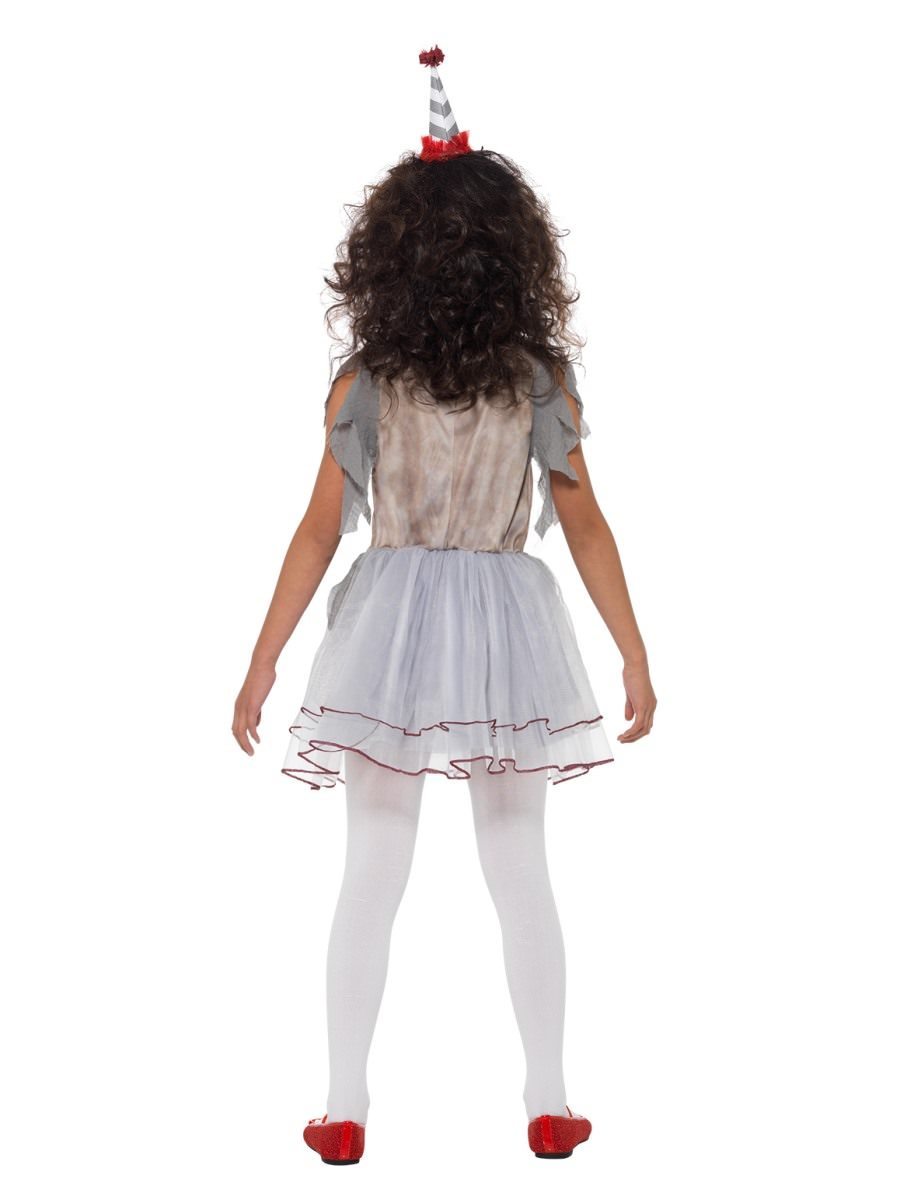 Vintage Clown Girl Costume Child Grey Dress with Headband
