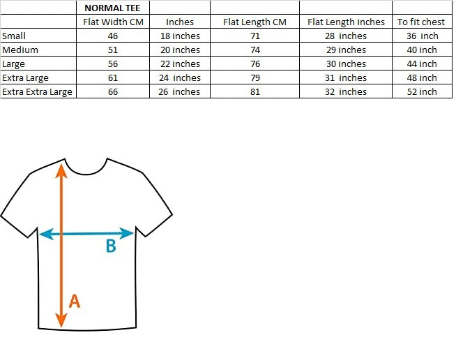 Size Chart Clockwork Orange Group Unisex T-Shirt Adult