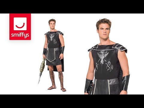 Size Chart Dark Gladiator Costume Adult Black Tunic Cape Armcuffs