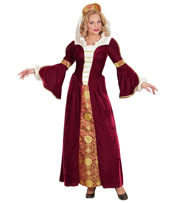 Medieval Queen  Dress, Petticoat, Headpiece With Veil 