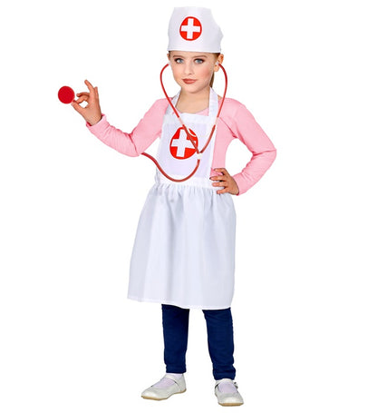 Nurse  Apron, Headpiece  Child Size 113 Cm - 3-5 Years